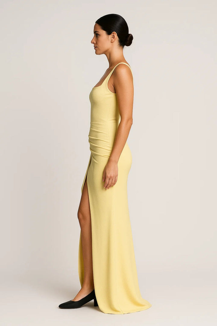 Elegant Women's Maxi Dress - Strapless Look with Split