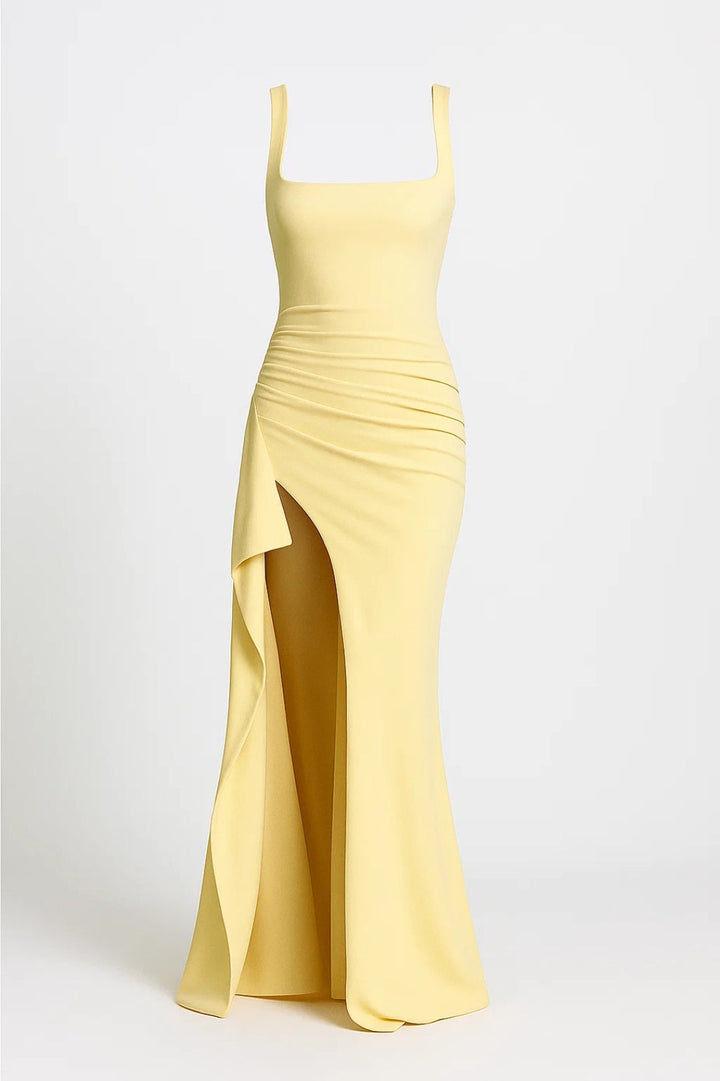 Elegant Women's Maxi Dress - Strapless Look with Split