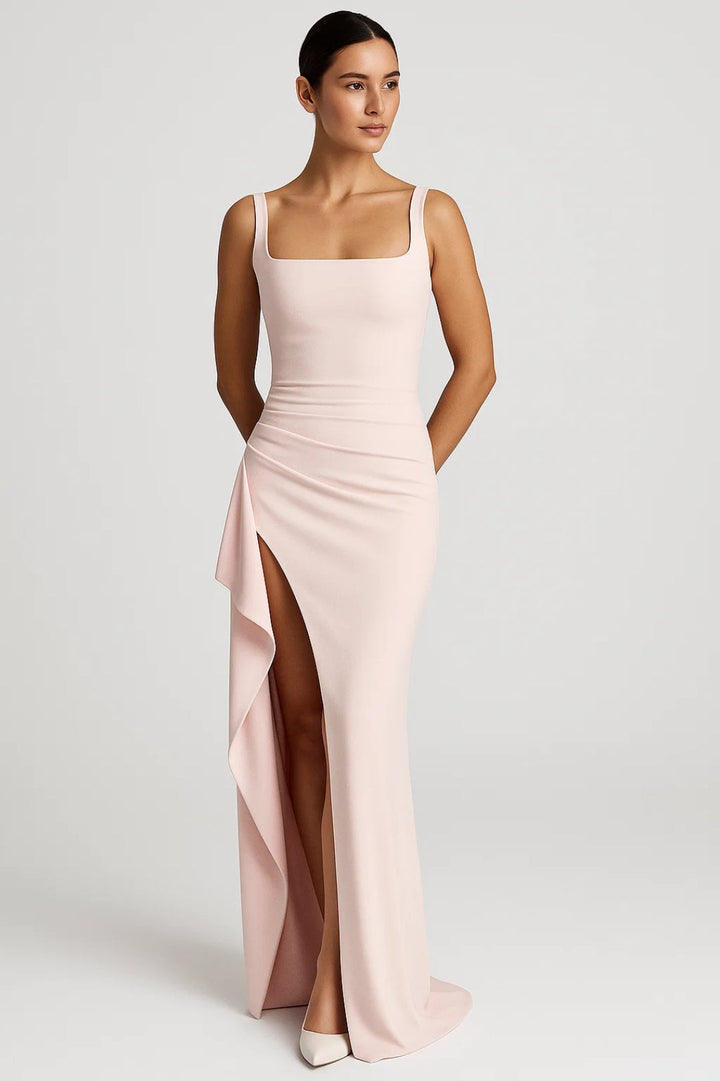 Elegant Women's Maxi Dress - Strapless Look with Split