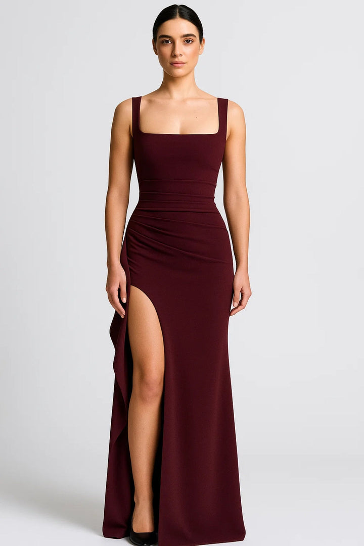 Elegant Women's Maxi Dress - Strapless Look with Split