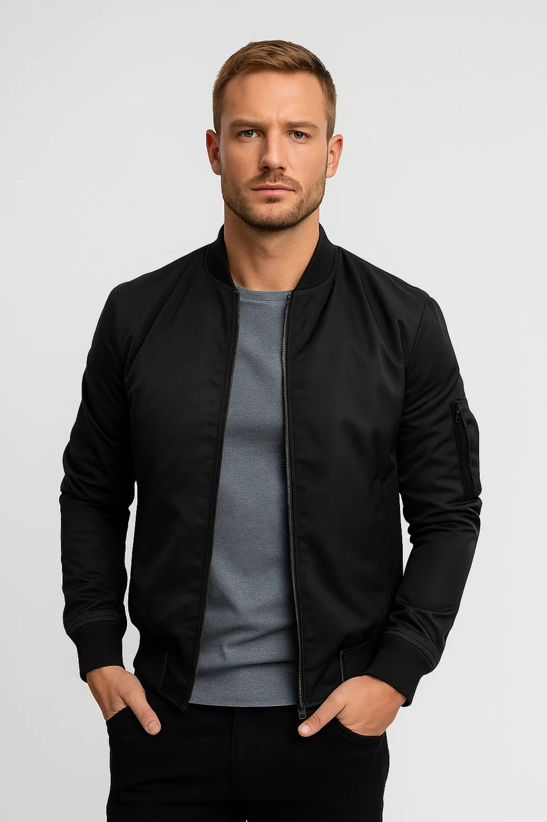 Men's Bomber Jacket | Timeless with Zipper Details All-Season Comfortable Fit