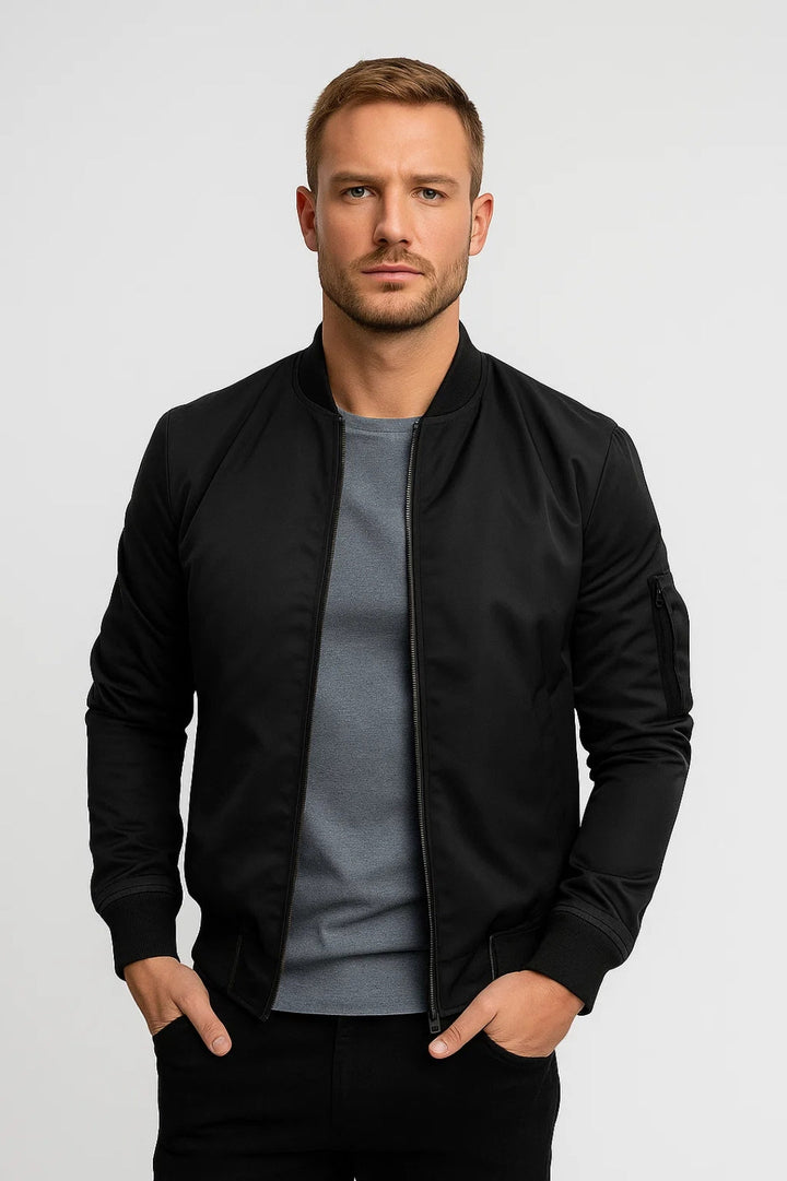 Men's Bomber Jacket | Timeless with Zipper Details All-Season Comfortable Fit