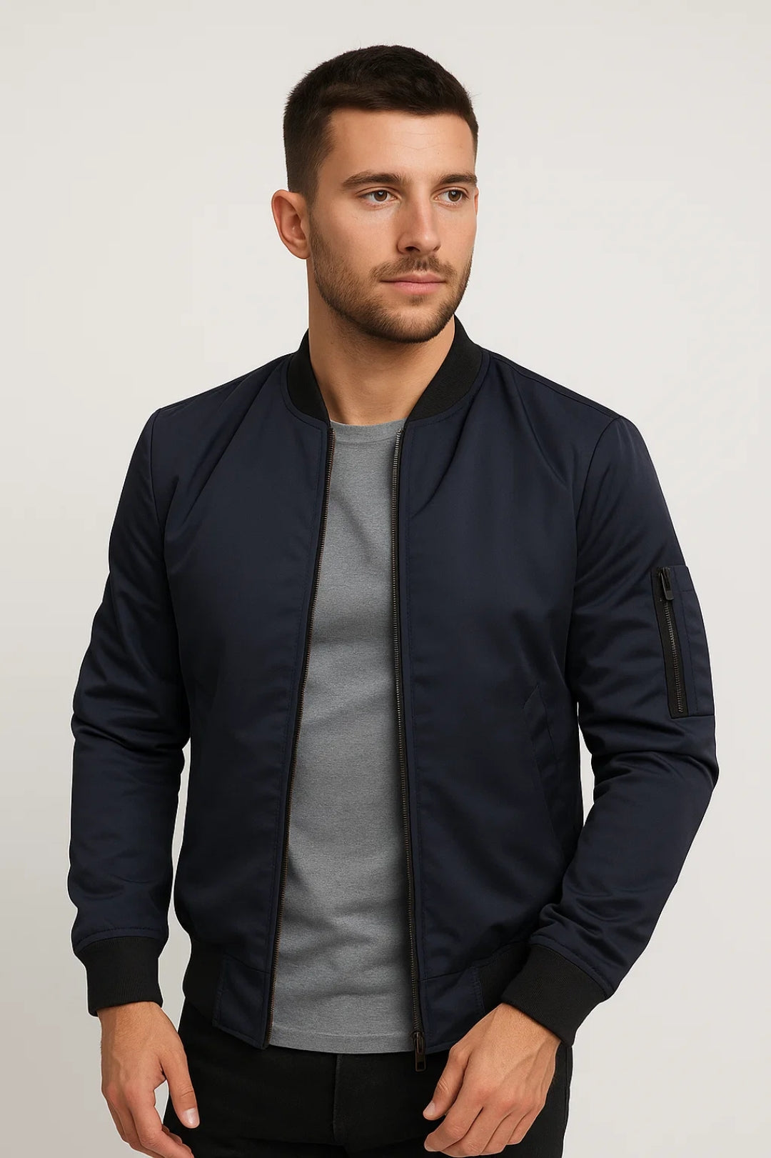 Men's Bomber Jacket | Timeless with Zipper Details All-Season Comfortable Fit
