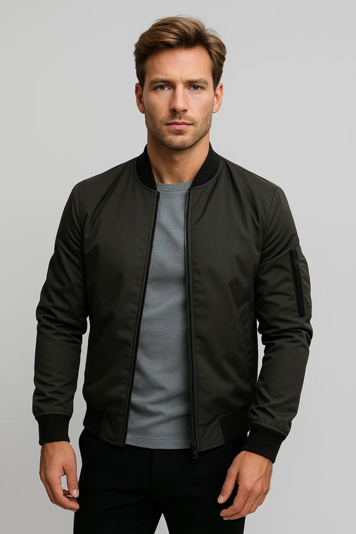 Men's Bomber Jacket | Timeless with Zipper Details All-Season Comfortable Fit