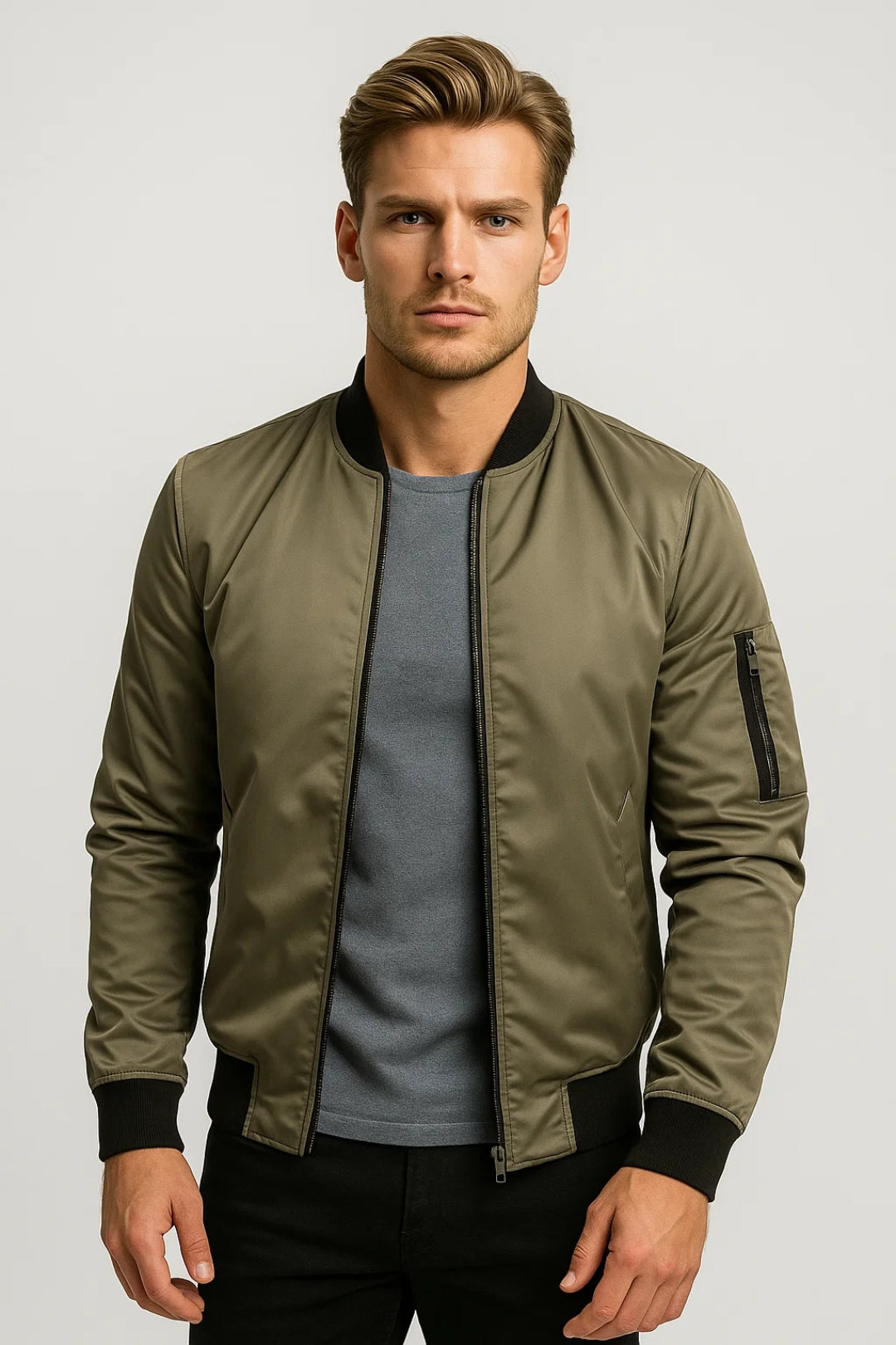 Men's Bomber Jacket | Timeless with Zipper Details All-Season Comfortable Fit