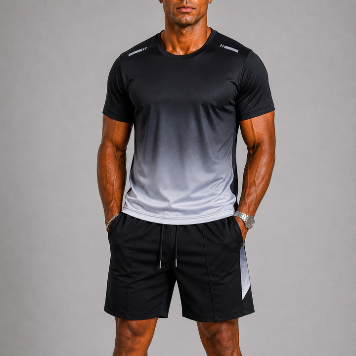 Men's Quick-Dry Sports Set with Gradient Print