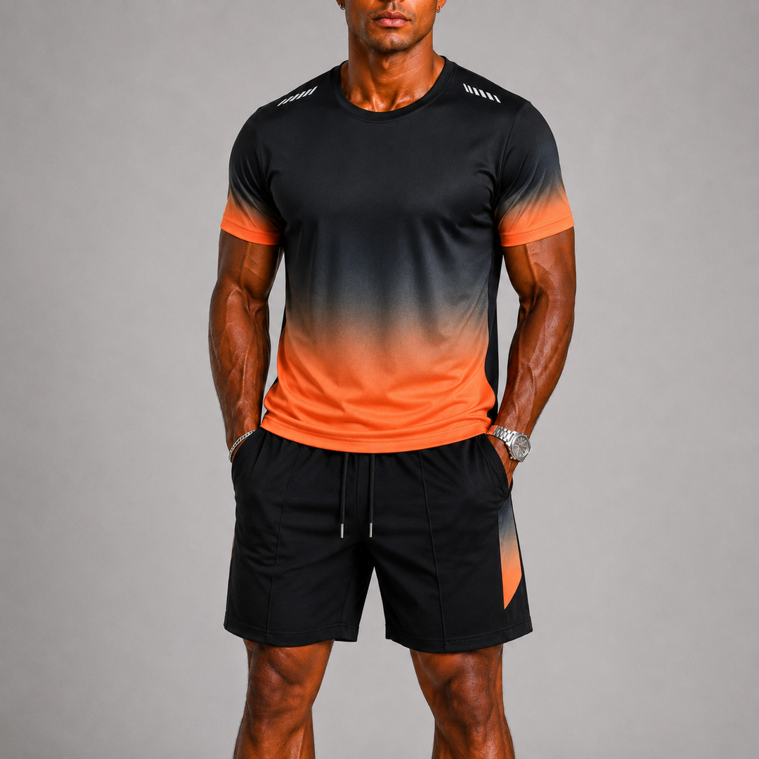 Men's Quick-Dry Sports Set with Gradient Print