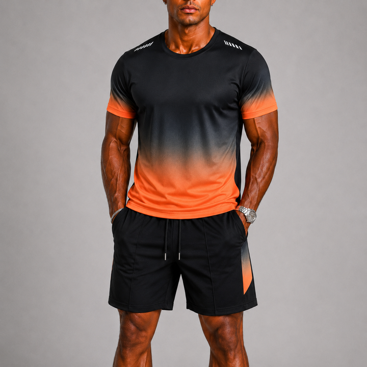 Men's Quick-Dry Sports Set with Gradient Print