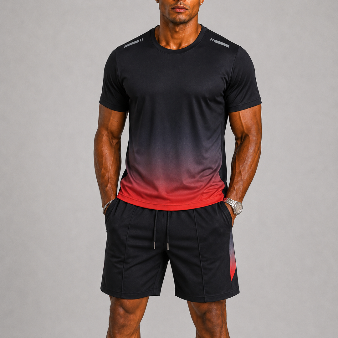 Men's Quick-Dry Sports Set with Gradient Print