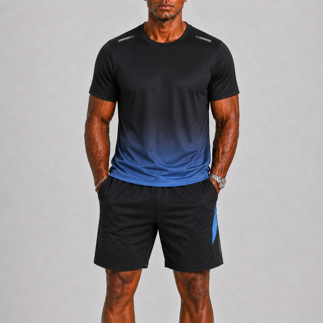 Men's Quick-Dry Sports Set with Gradient Print