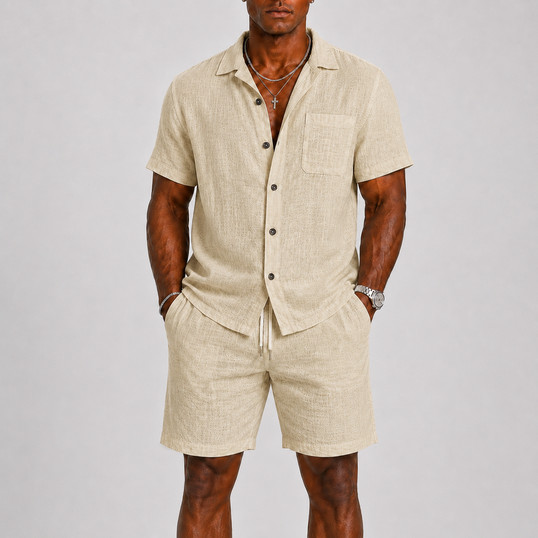 Men's Linen Shirt and Shorts Set