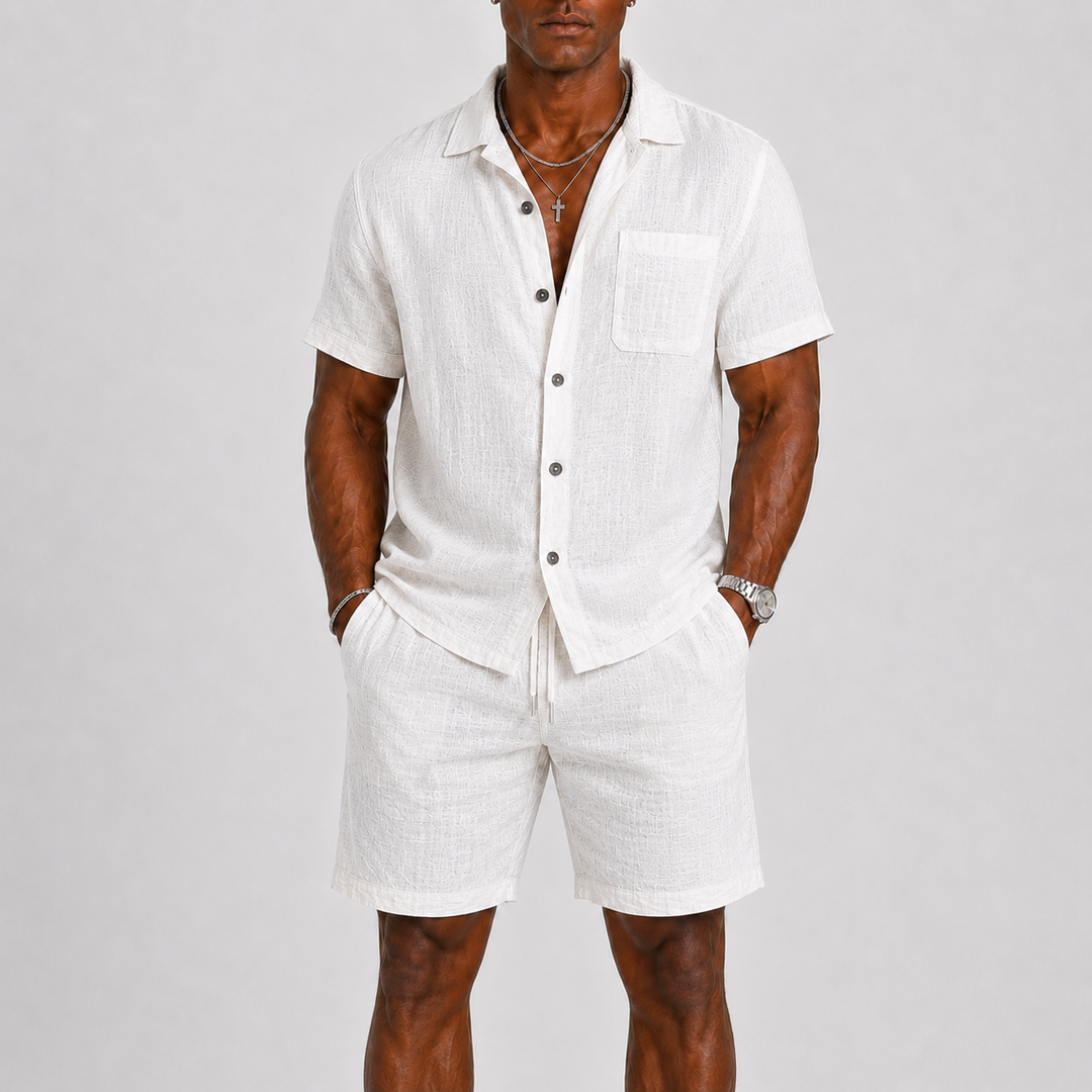 Men's Linen Shirt and Shorts Set