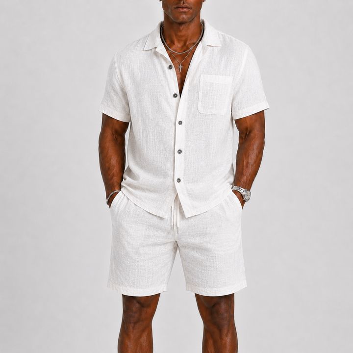 Men's Linen Shirt and Shorts Set