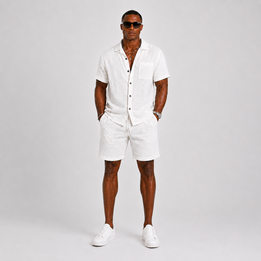Men's Linen Shirt and Shorts Set