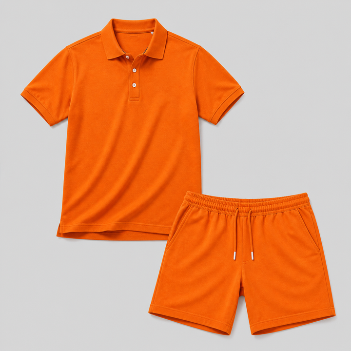 Men's Summer Sports Set Polo & Shorts Lightweight Comfort
