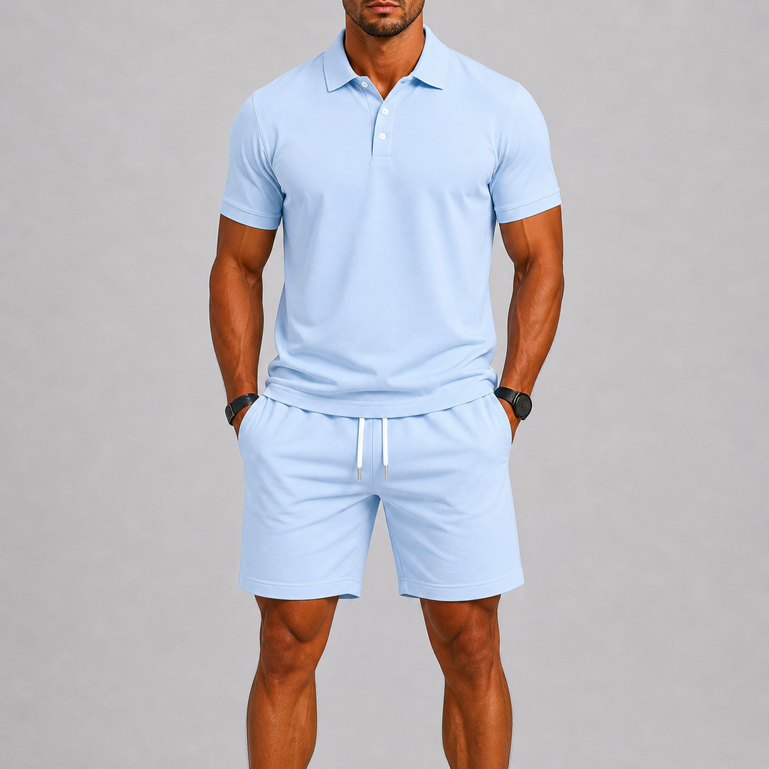 Men's Summer Sports Set Polo & Shorts Lightweight Comfort