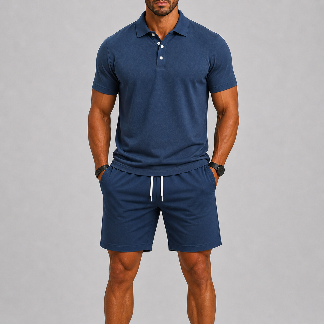 Men's Summer Sports Set Polo & Shorts Lightweight Comfort