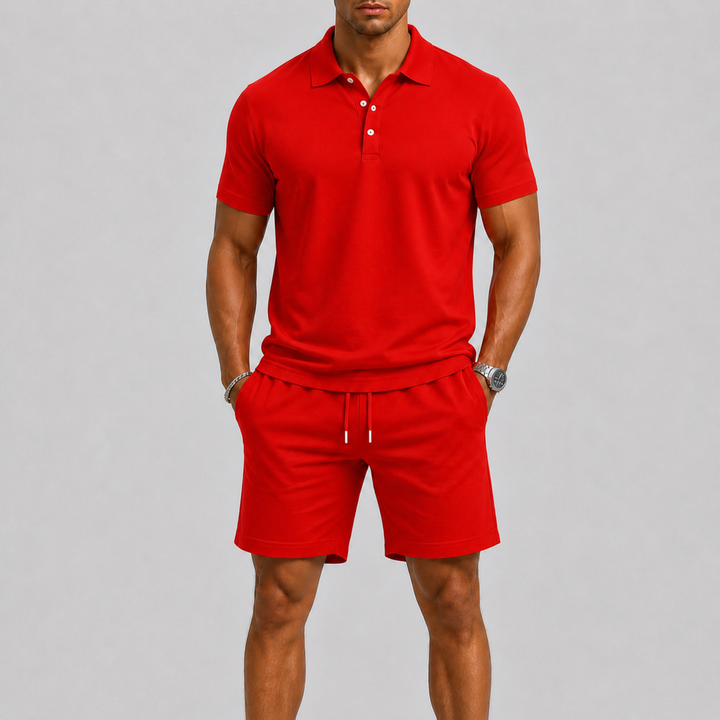 Men's Summer Sports Set Polo & Shorts Lightweight Comfort
