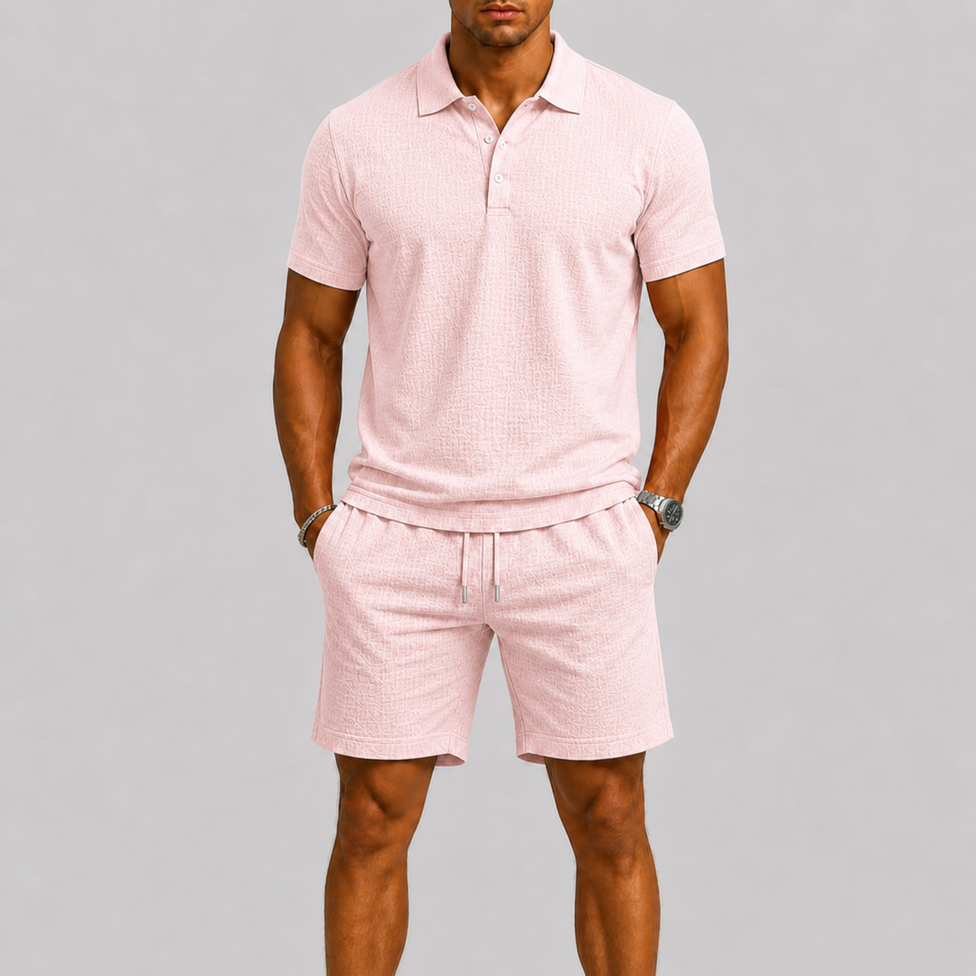 Men's Summer Set Jacquard Shirt & Shorts Stylish Comfort Fit