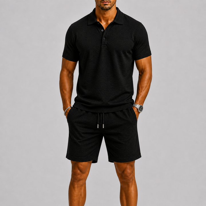 Men's Summer Set Jacquard Shirt & Shorts Stylish Comfort Fit