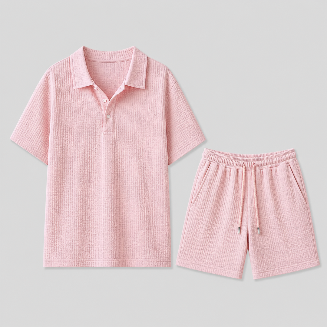 Men's Summer Set Jacquard Shirt & Shorts Stylish Comfort Fit