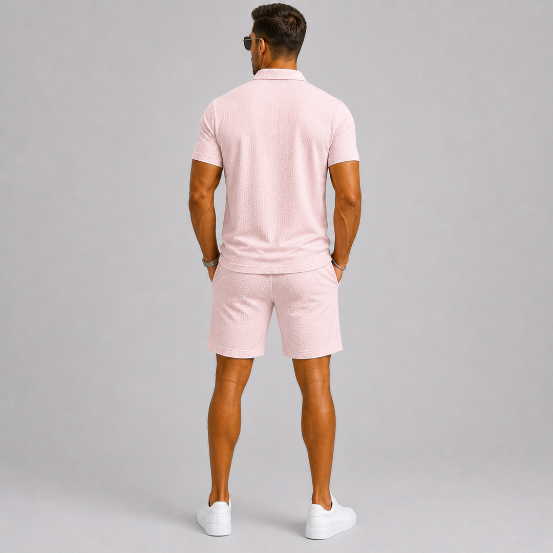Men's Summer Set Jacquard Shirt & Shorts Stylish Comfort Fit