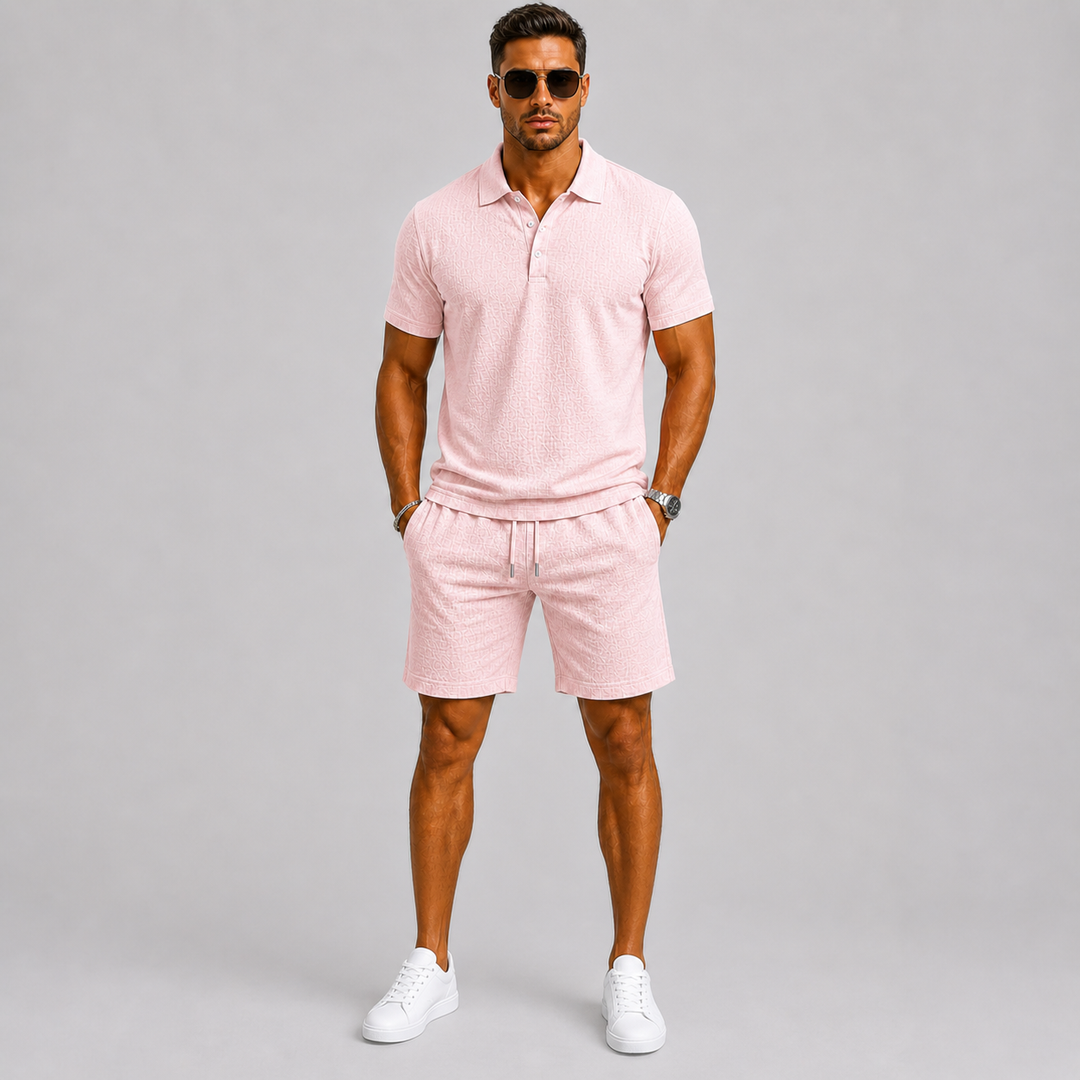 Men's Summer Set Jacquard Shirt & Shorts Stylish Comfort Fit