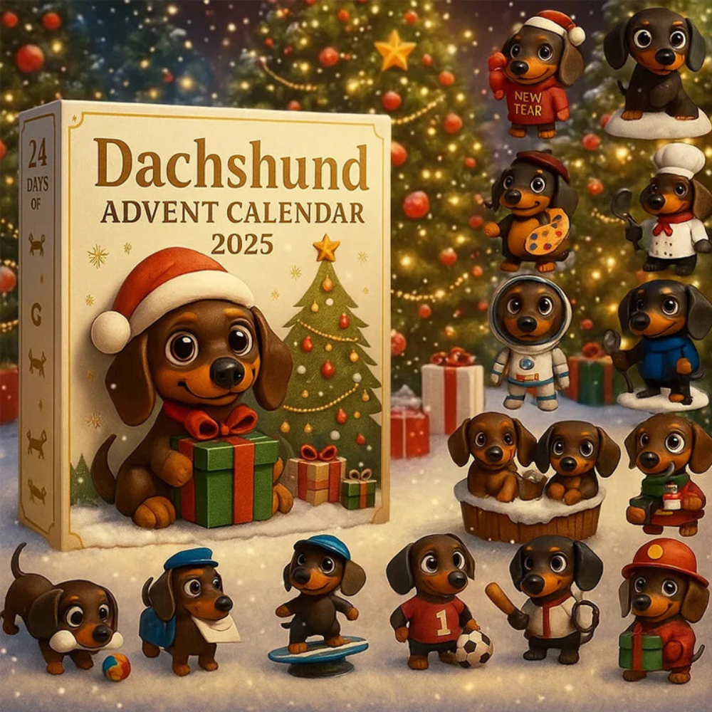 Dachshund Advent Calendar 2026 with 24 Hand-Painted Dachshund Figurines | Collectible Christmas Countdown Set for Dog Lovers
