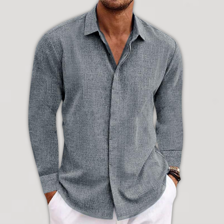 Men's Cotton Blend Long Sleeve Shirt Breathable Casual Top