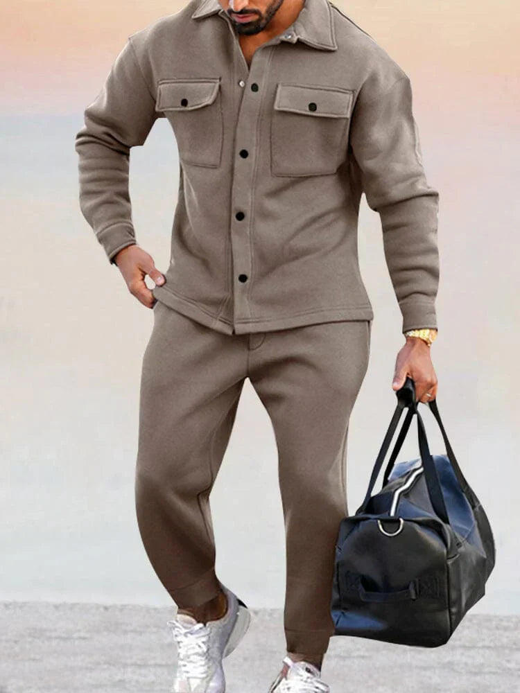 Men's Casual Two-Piece Set Stylish Shirt And Trousers