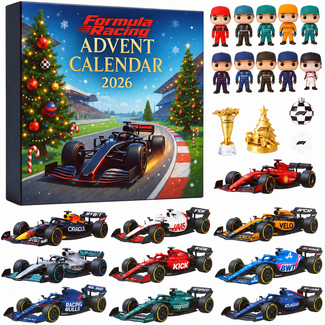 Formula Racing Legends Advent Calendar 2026 - 24 Day Countdown with Collectible Mini Cars, Driver Figures and Racing Accessories