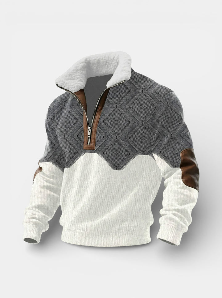 Men’s Knit Sweater Sherpa Collar Warmth Classic Style