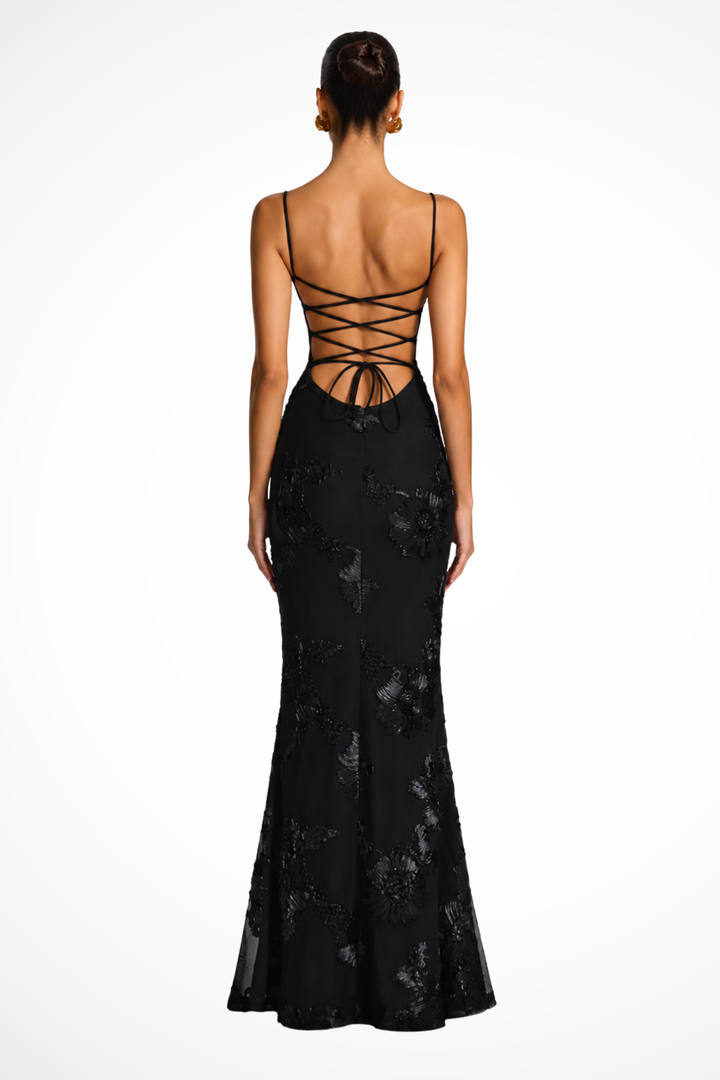 Women's Corset Floral Embroidered Wedding Guest Maxi Dress