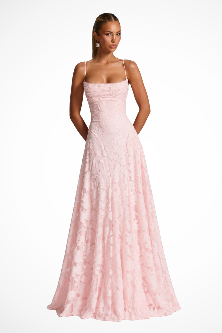 Women Cowl Neck Floral Lace Wedding Guest Maxi Dress