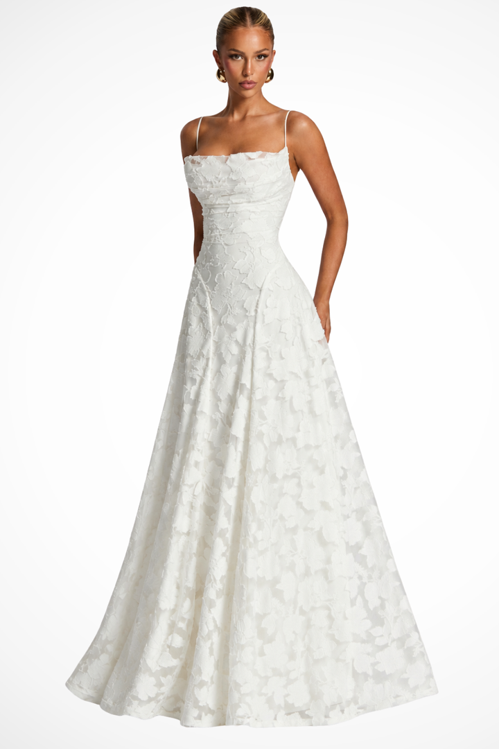 Women Cowl Neck Floral Lace Wedding Guest Maxi Dress