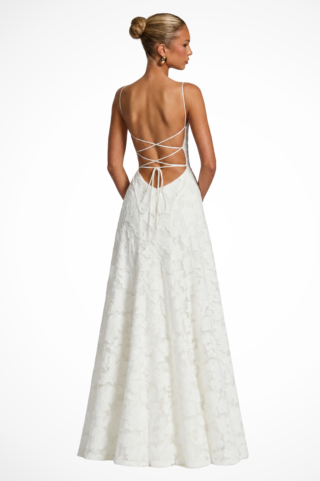 Women Cowl Neck Floral Lace Wedding Guest Maxi Dress