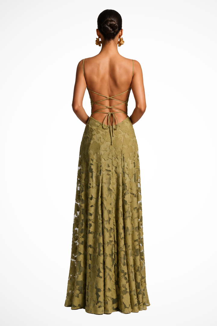 Women Cowl Neck Floral Lace Wedding Guest Maxi Dress