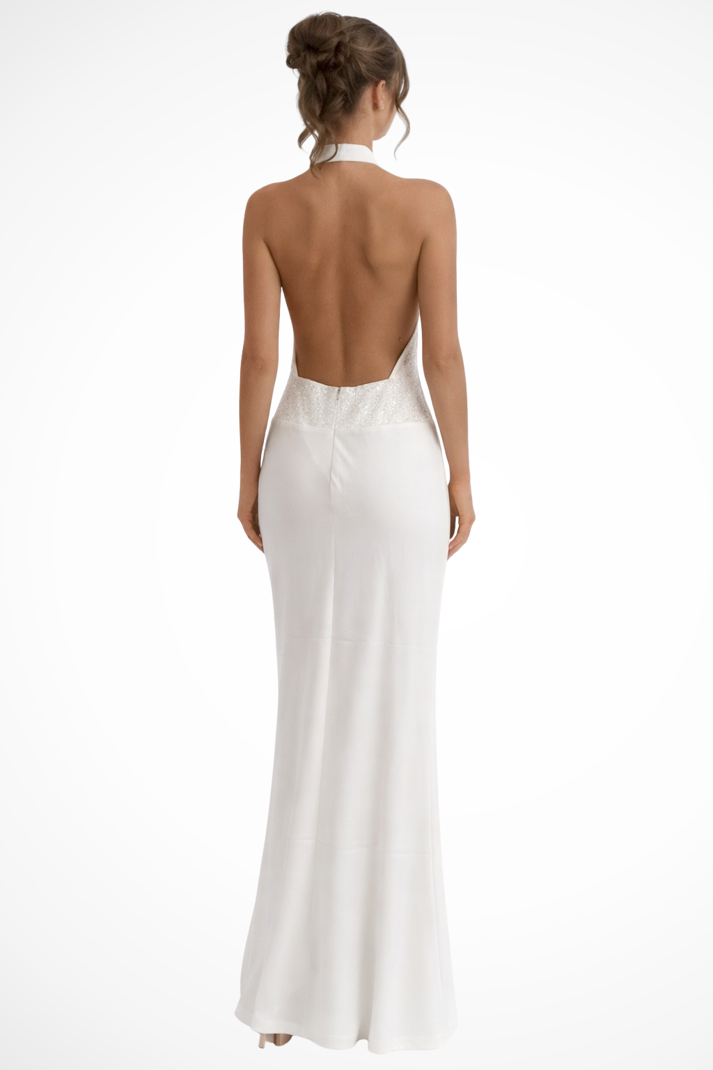 Women's Halter Neck Draped Satin Wedding Guest Maxi Dress