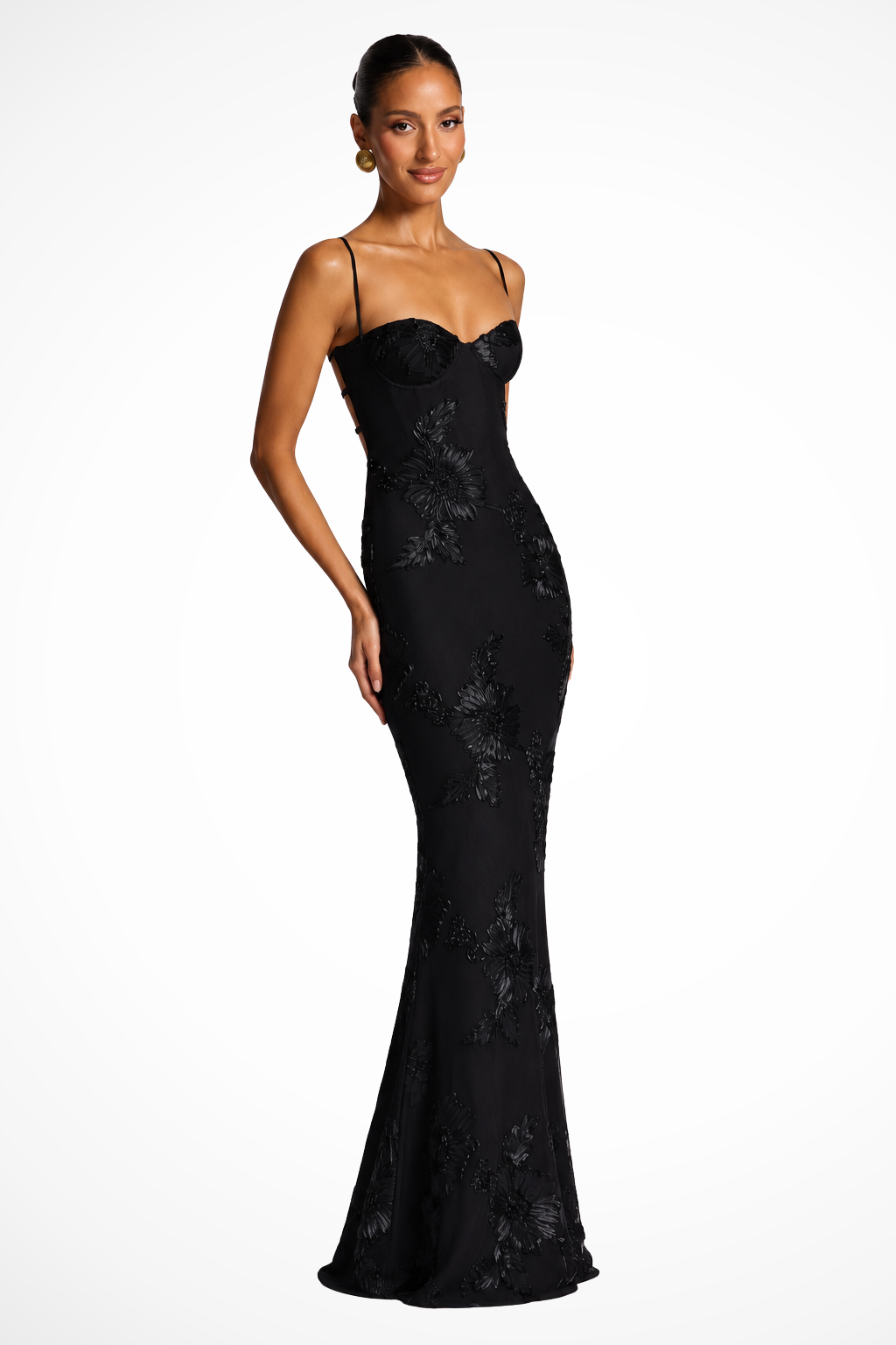 Women's Corset Floral Embroidered Wedding Guest Maxi Dress