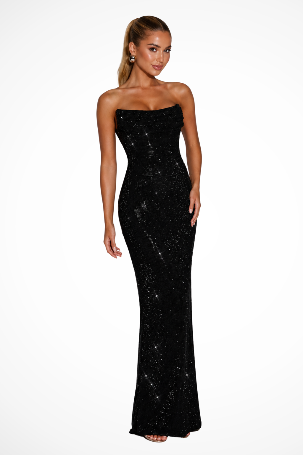 Women Strapless Embellished Wedding Guest Maxi Dress