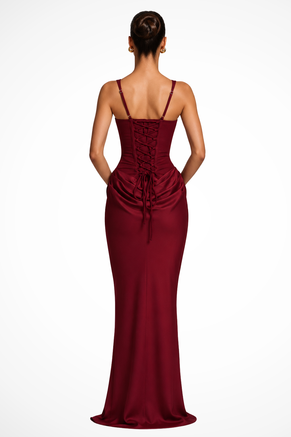 Women's Square Neck Corset Draped Wedding Guest Maxi Dress