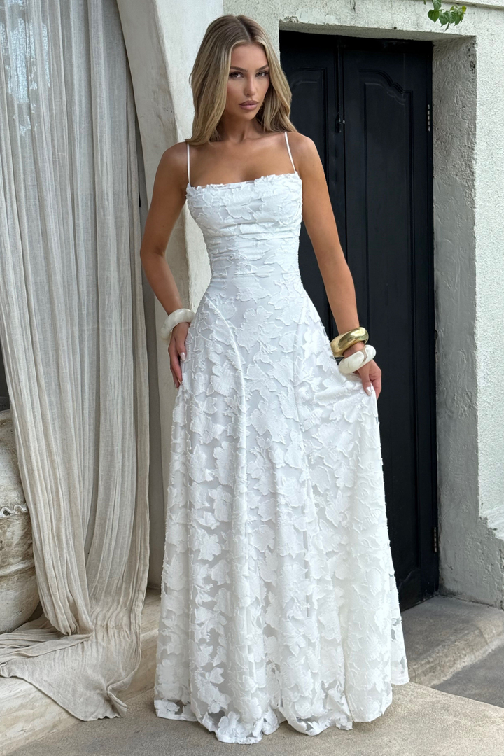 Women Cowl Neck Floral Lace Wedding Guest Maxi Dress