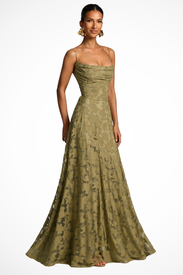 Women Cowl Neck Floral Lace Wedding Guest Maxi Dress