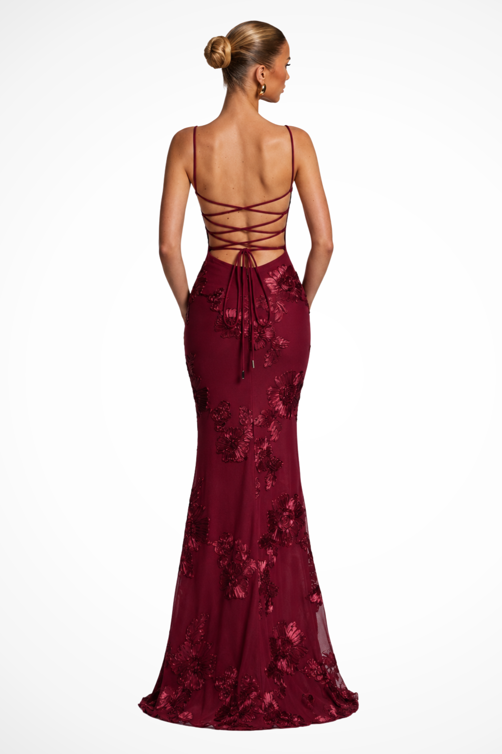 Women's Corset Floral Embroidered Wedding Guest Maxi Dress