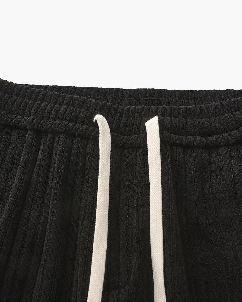 Men's Casual Corduroy Trousers Wide Leg Elastic Waist