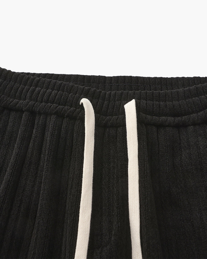 Men's Casual Corduroy Trousers Wide Leg Elastic Waist