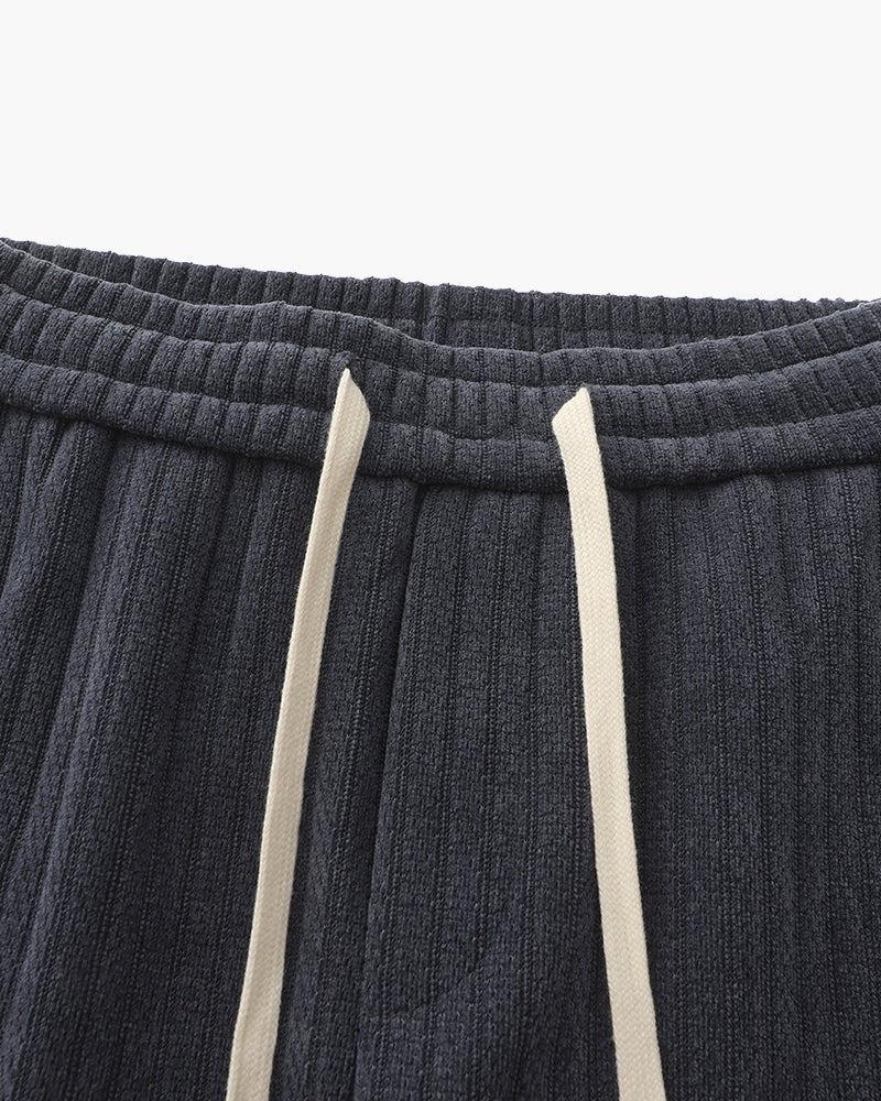 Men's Casual Corduroy Trousers Wide Leg Elastic Waist