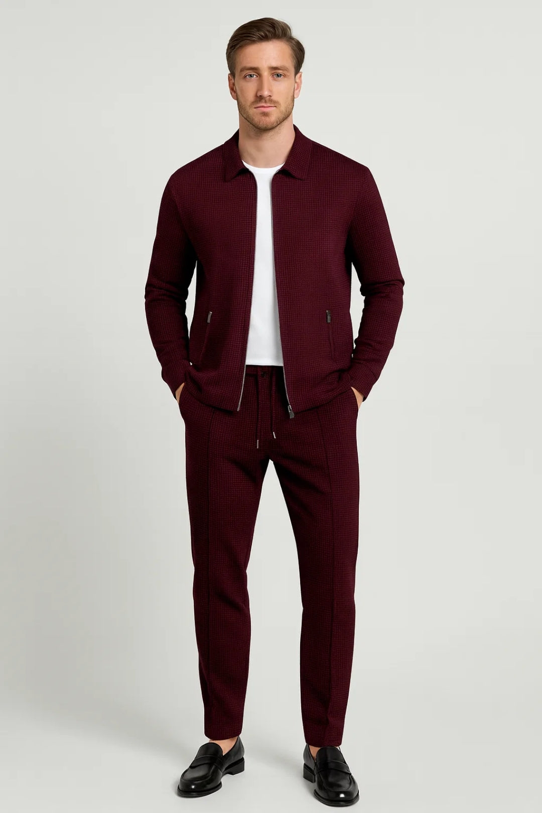Men's Co-ord Set - Zip Jacket with Tapered Pants | Casual Smart