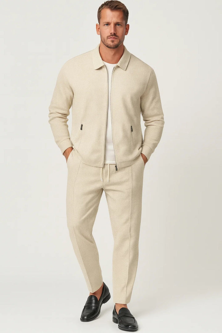 Men's Co-ord Set - Zip Jacket with Tapered Pants | Casual Smart