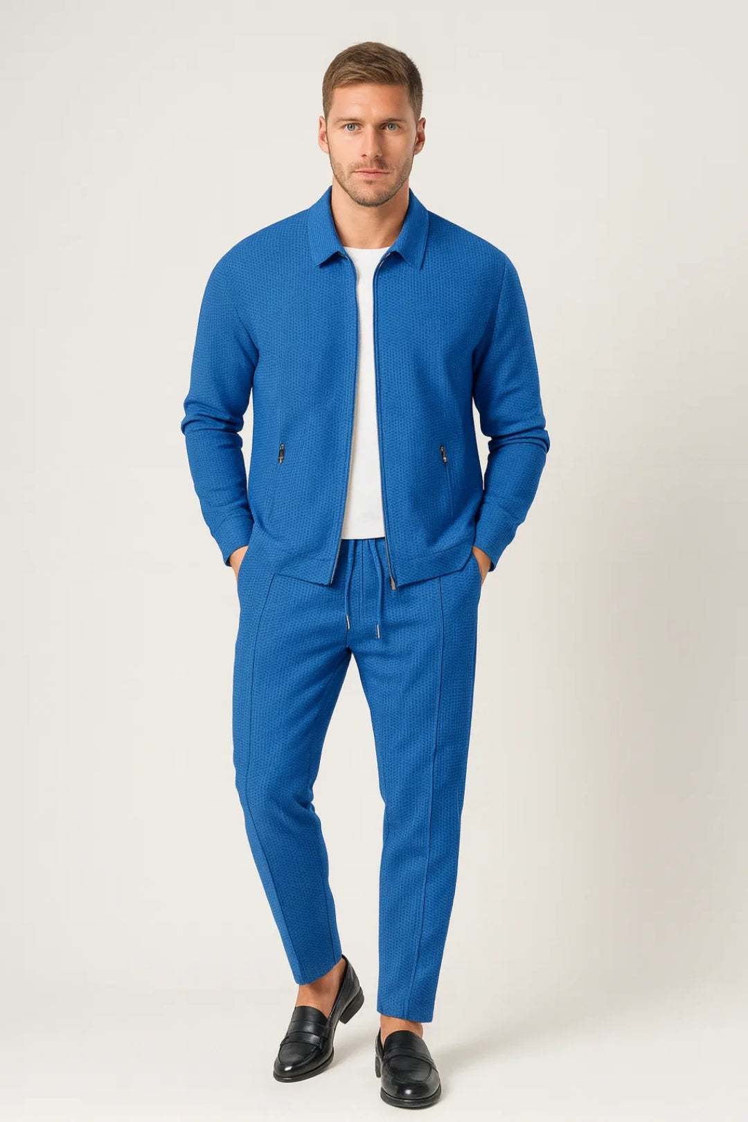 Men's Co-ord Set - Zip Jacket with Tapered Pants | Casual Smart